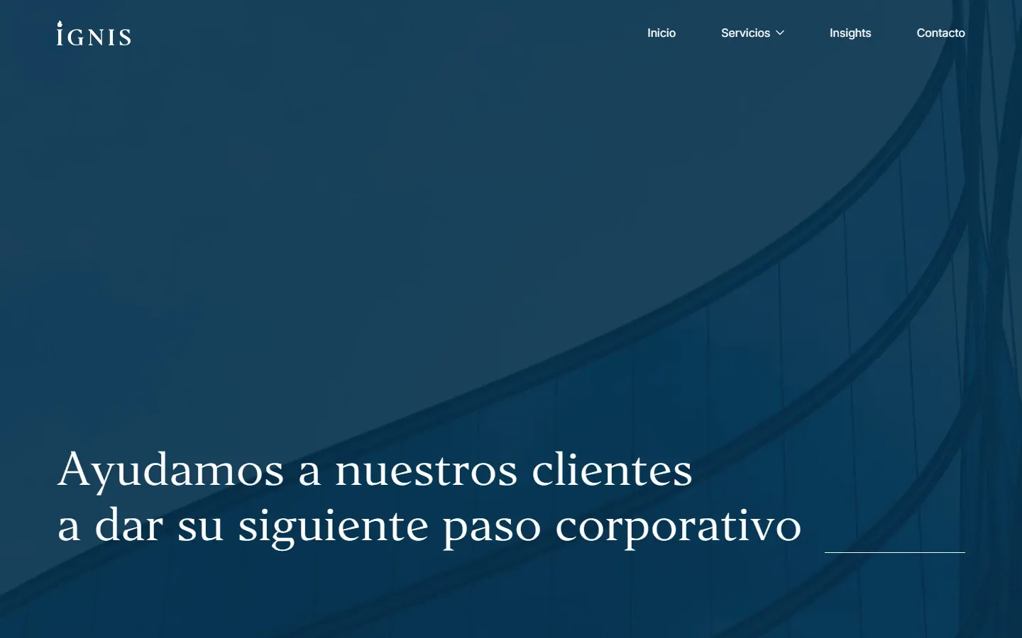 Página de inicio de la web corporativa de Ignis Partners