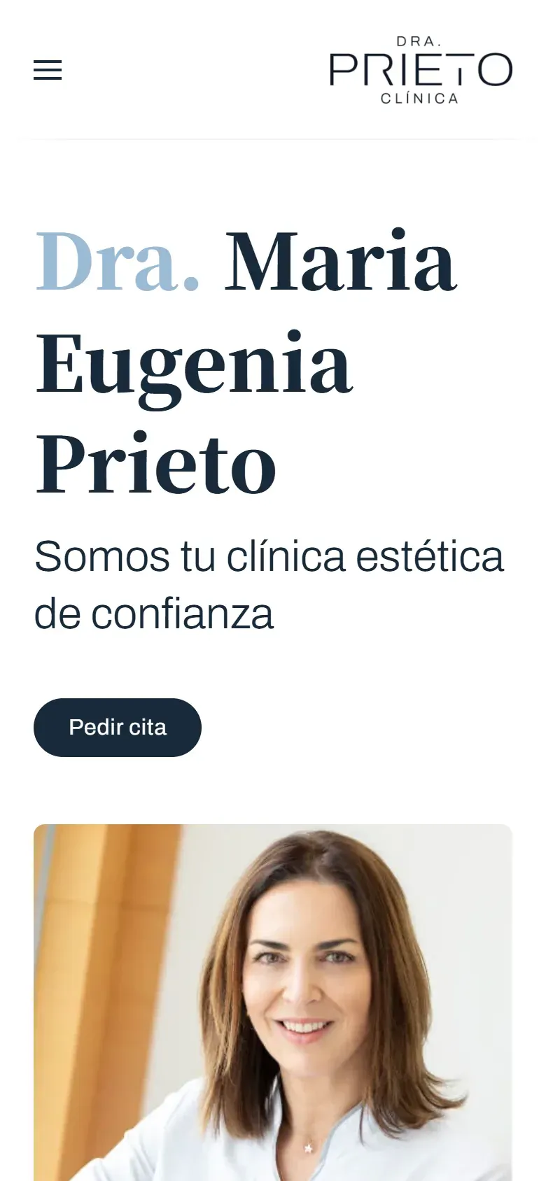 Portada de la web de la Clínica Dra. Prieto en el móvil