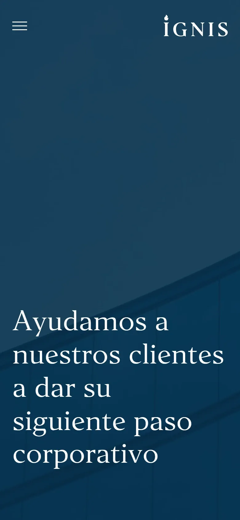 Inicio de la web de Ignis Partners en el móvil