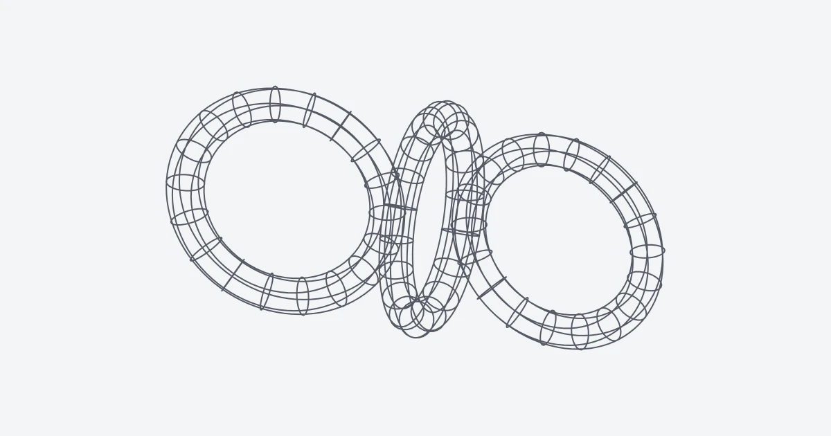 Tres eslabones de cadena en 3D enlazados