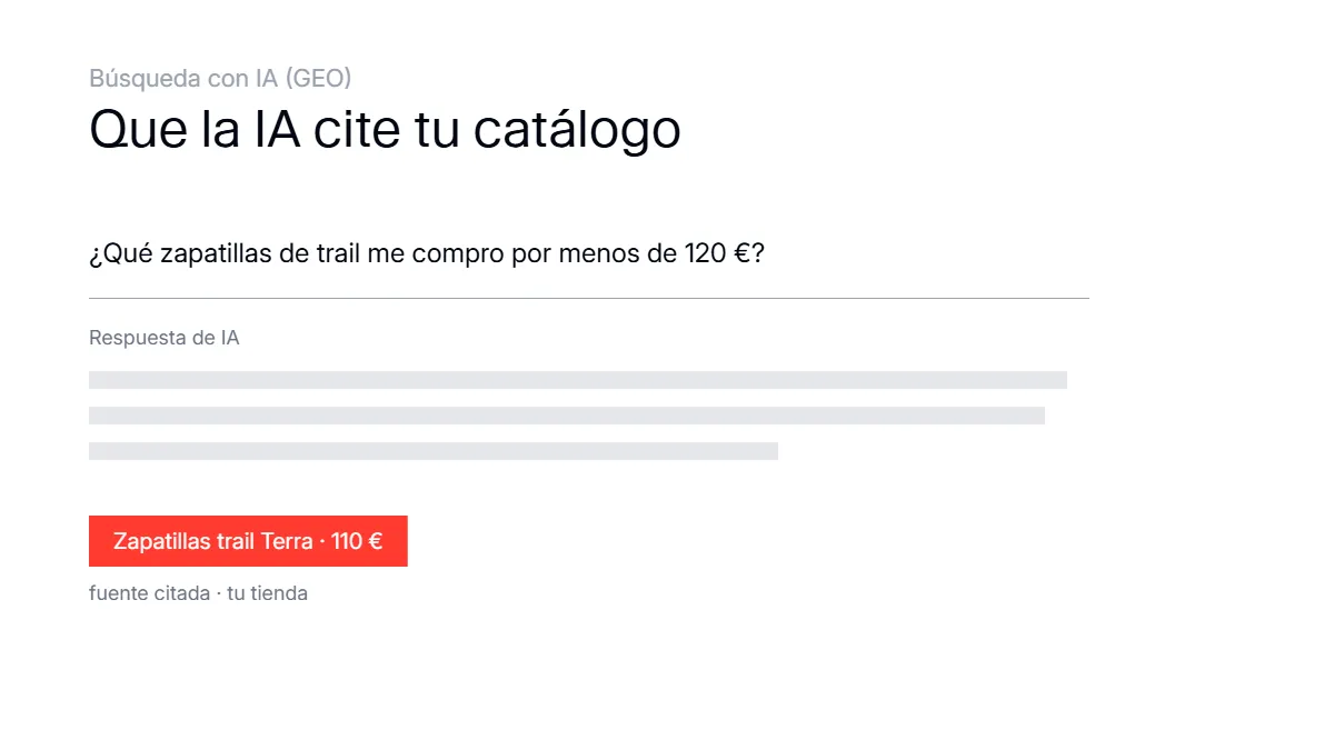 Respuesta de un asistente de IA citando un producto de una tienda online entre sus fuentes