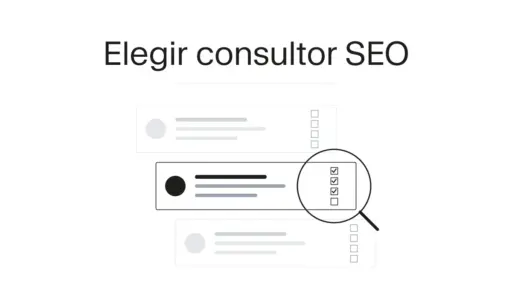 Ilustración de una lupa evaluando perfiles de consultores SEO por criterios