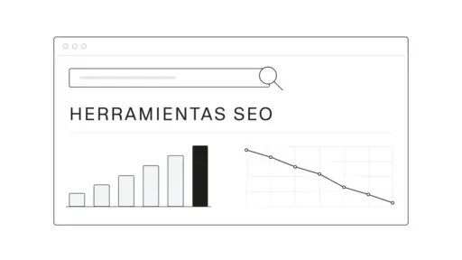 Panel de métricas SEO en la pantalla de un navegador con el título Herramientas SEO