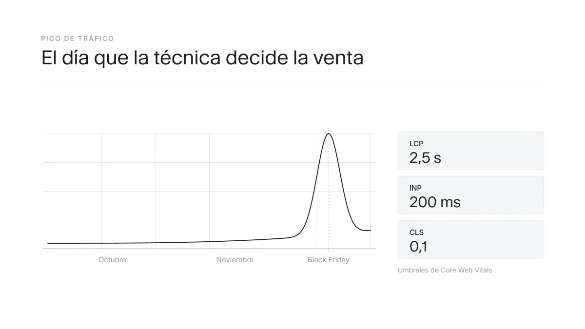Pico de tráfico en Black Friday y su efecto en la velocidad de carga