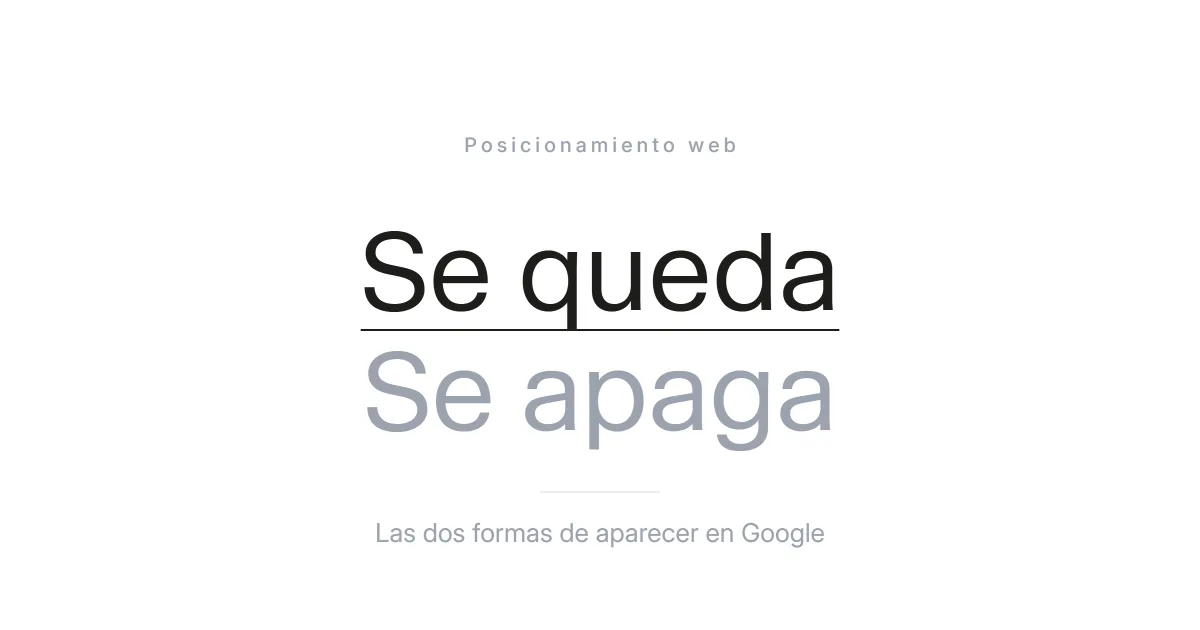 Dos formas de aparecer en Google: el posicionamiento organico se queda y el inorganico se apaga al dejar de pagar