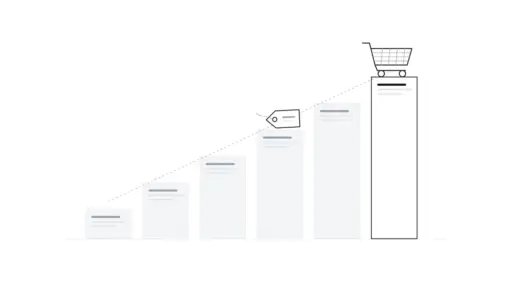 Ilustración de una tienda online subiendo posiciones en buscadores